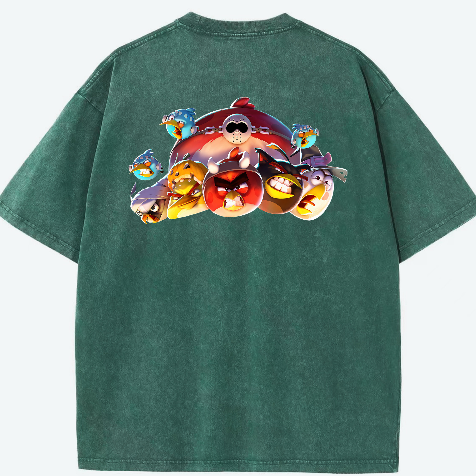 （画像用） Angry Birds アングリーバード 綿100% ヴィンテージ風 半袖Tシャツ（背面プリント）